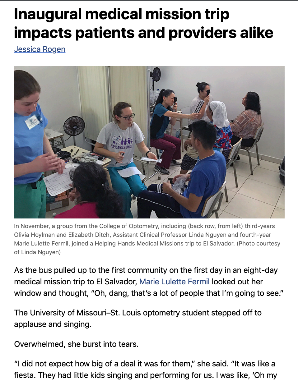 Inaugural medical mission trip impacts patients and providers alike by Jessica Rogen